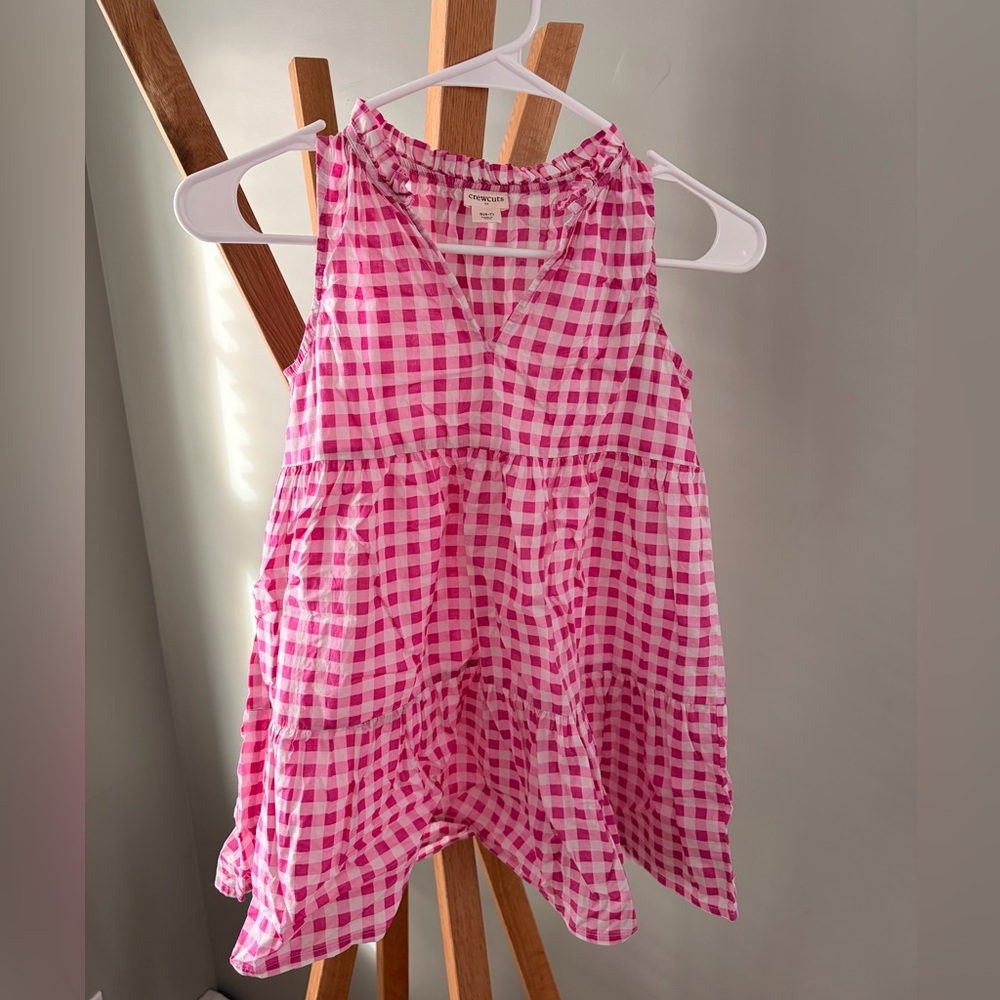 Crewcuts Pink Gingham Ruffle Dress size S // 6-7